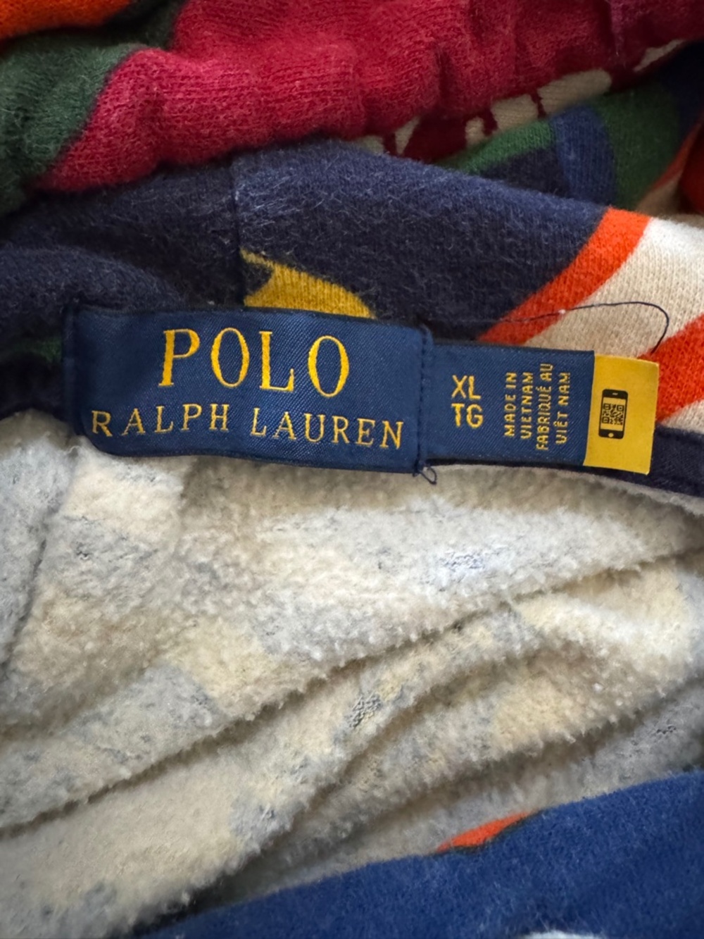 Polo Ralph Lauren Pennant-Print Hoodie – Size XL Preppy, Multicolor,Winter FLAW - Picture 5 of 10